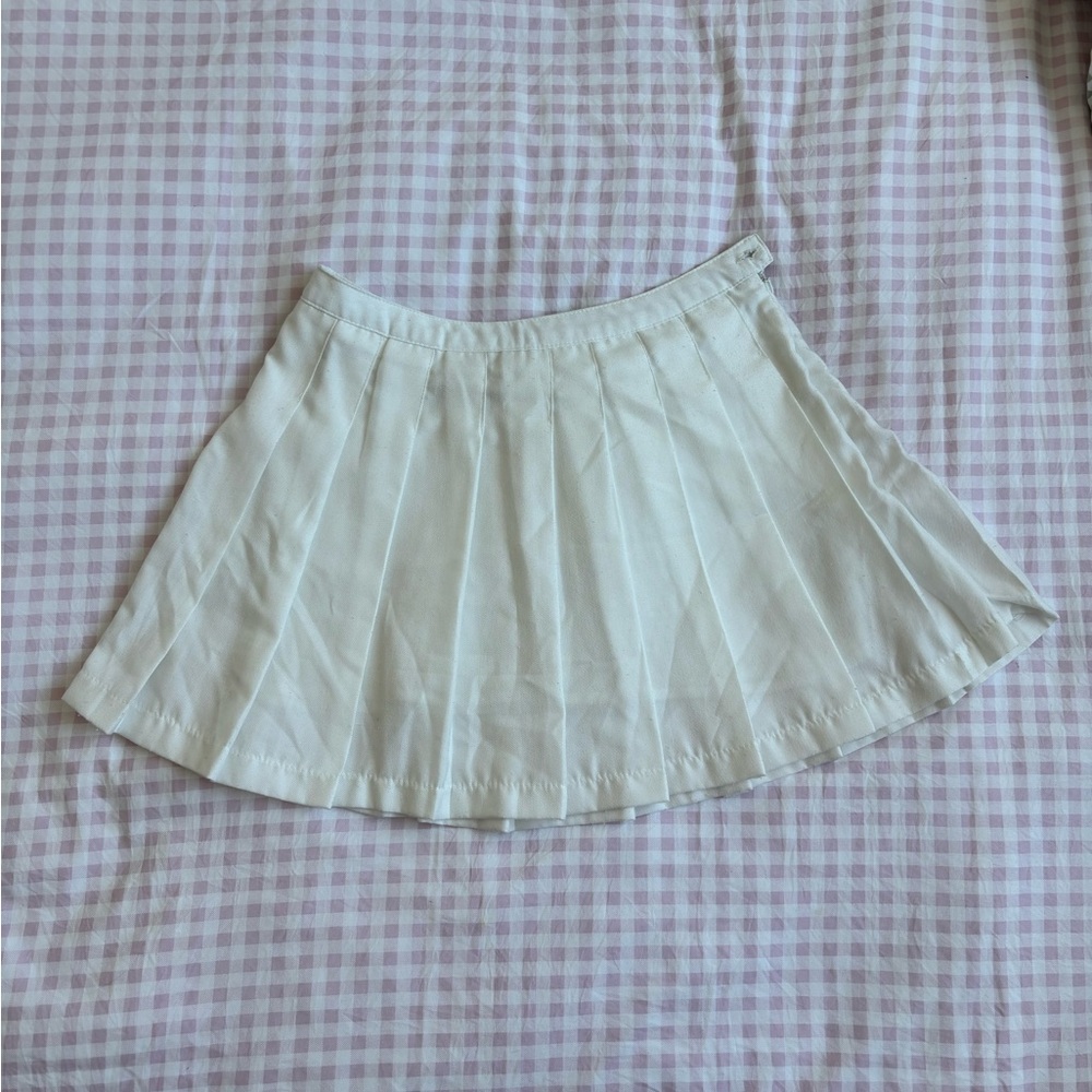 Forever 21 Cream Pleated Skater Skirt